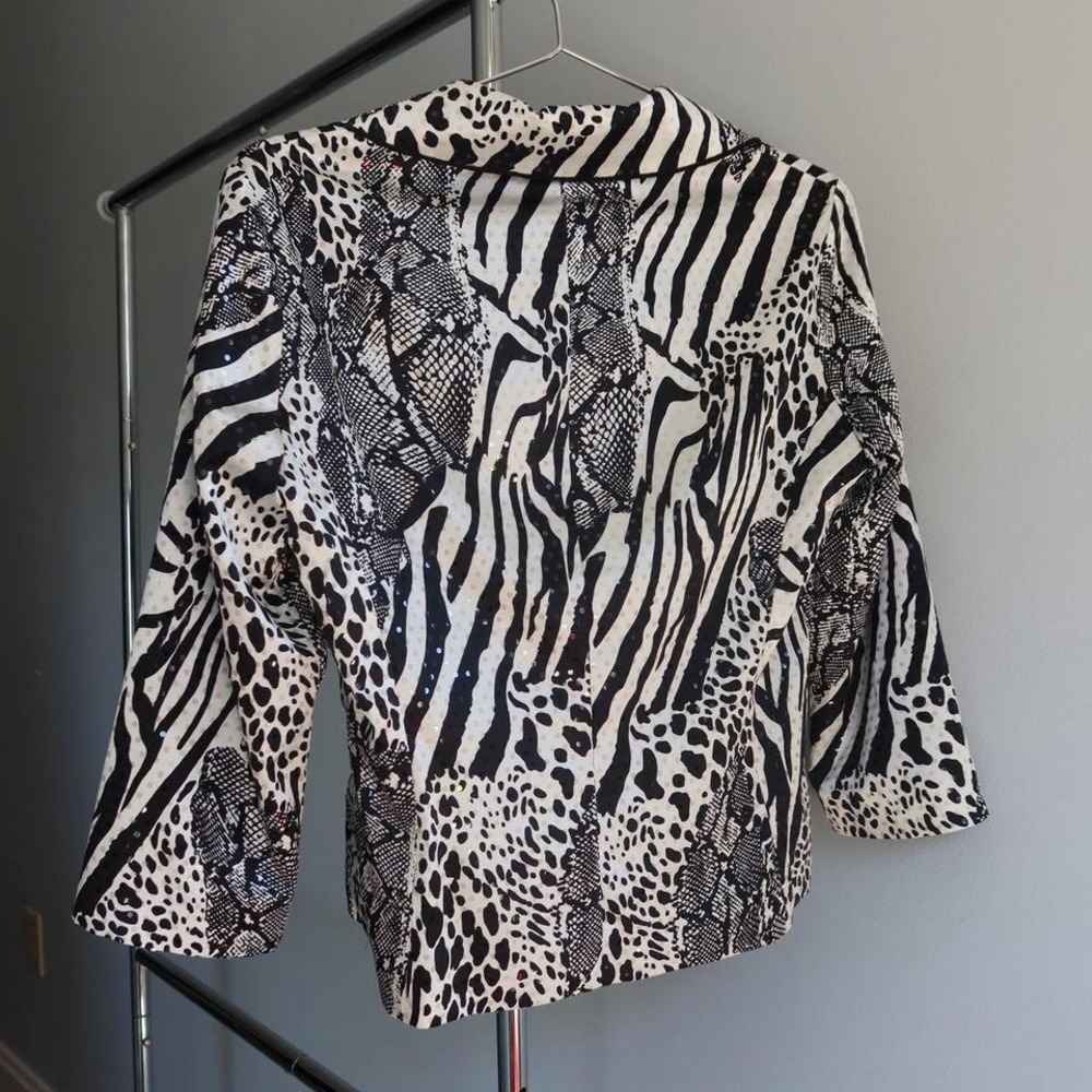 Joseph Ribkoff Animal Print Sequin Zebra Leopard‎ Blazer - Picture 2 of 8